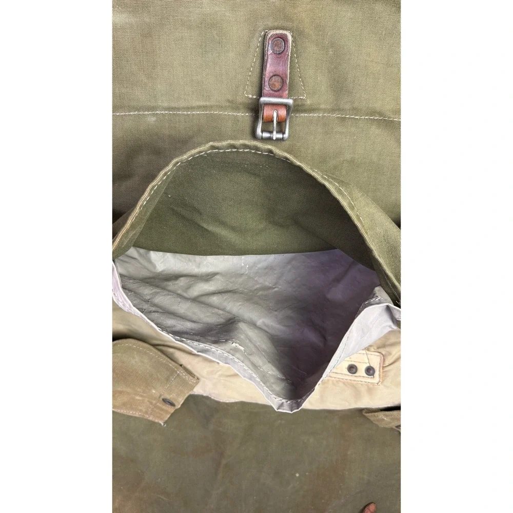Vintage Duluth‎ Pack Saddle Ruck Sack Backpack Green Canvas Leather Straps #5 3f